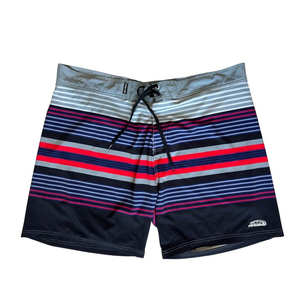 Pipeline Mens Size 48 Swim Board Short Grey / Blue Stripe Inseam 7"
